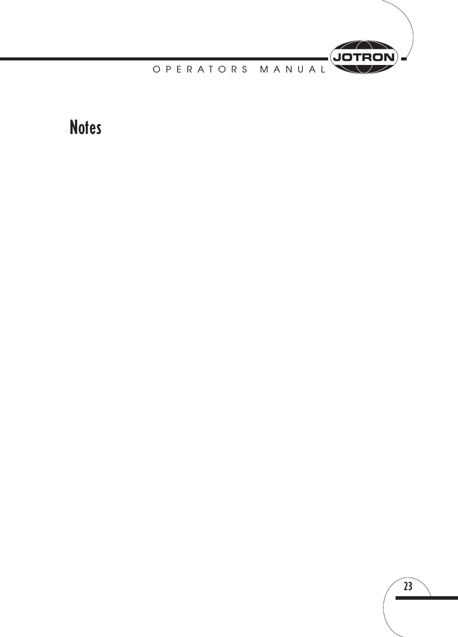 OPERATORS MANUAL23Notes