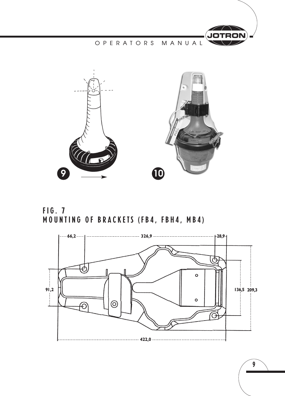 OPERATORS MANUAL9910FIG. 7MOUNTING OF BRACKETS (FB4, FBH4, MB4)66,291,2326,9422,028,9136,5 209,3
