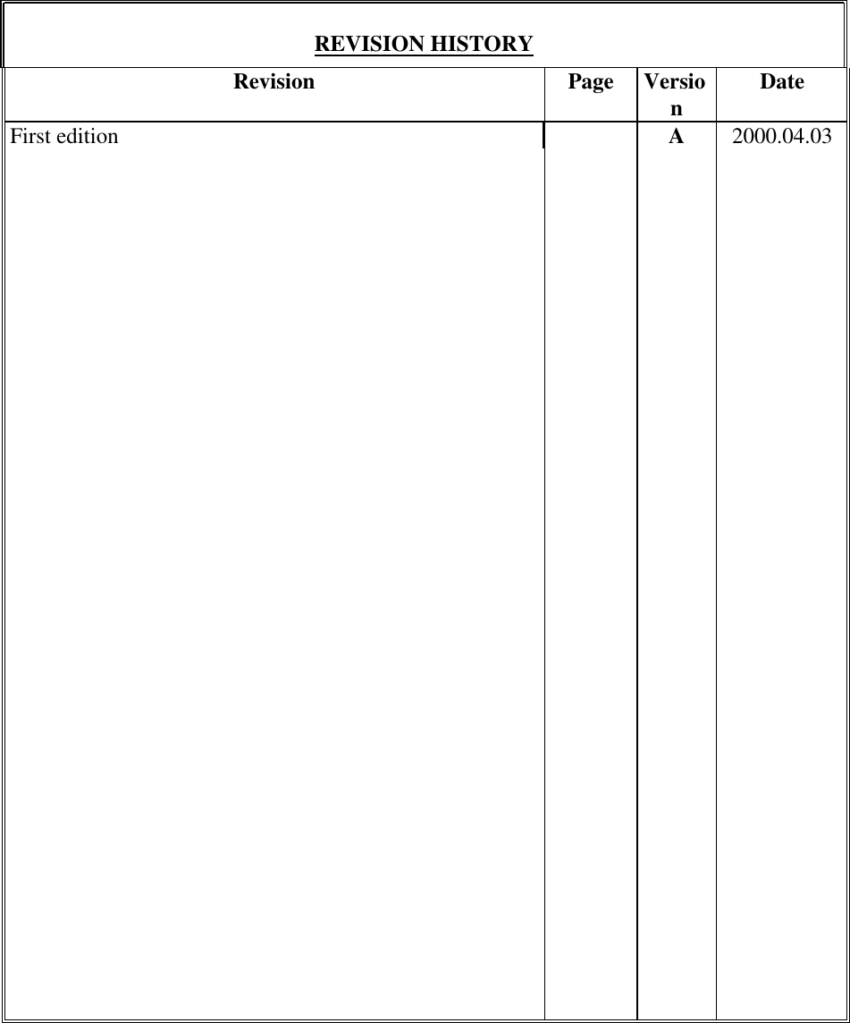 REVISION HISTORYRevision Page VersionDateFirst edition A2000.04.03