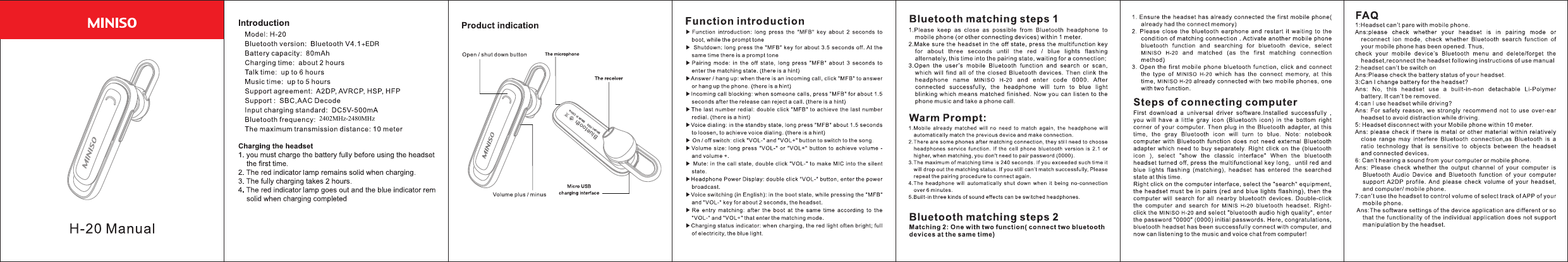 Blu et oot hModel: H 20Made in China+EDR2402MHz-2480MHz