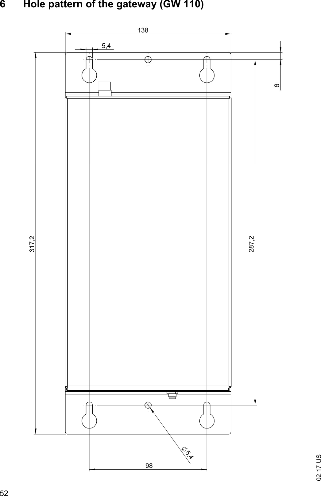 02.17 US526 Hole pattern of the gateway (GW 110)