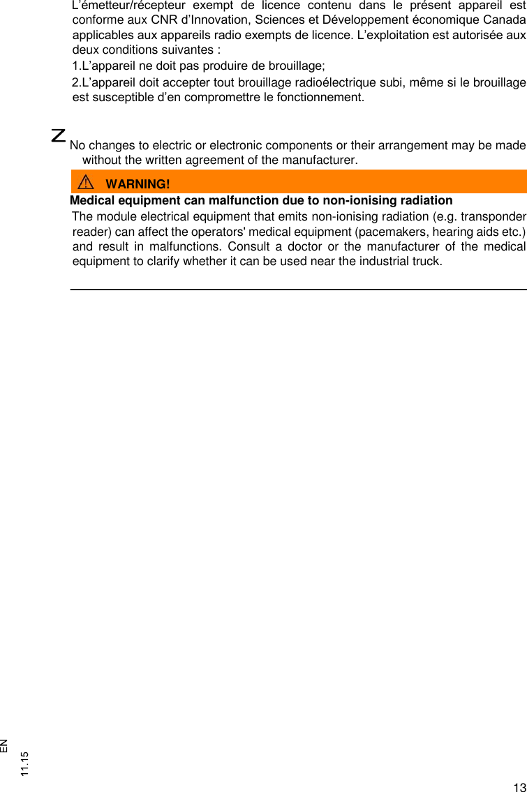 Page 13 of Jungheinrich MFRC523SA Display Mini-EA Stand Alone User Manual 