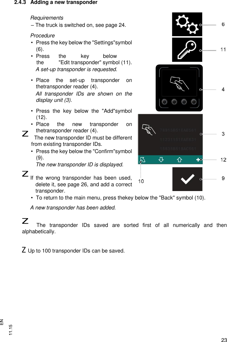 Page 23 of Jungheinrich MFRC523SA Display Mini-EA Stand Alone User Manual 
