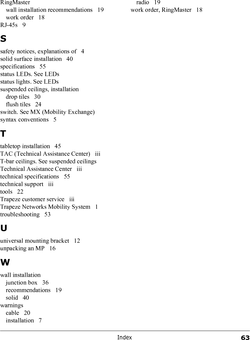 Trapeze Mobility Point Installation Guide64