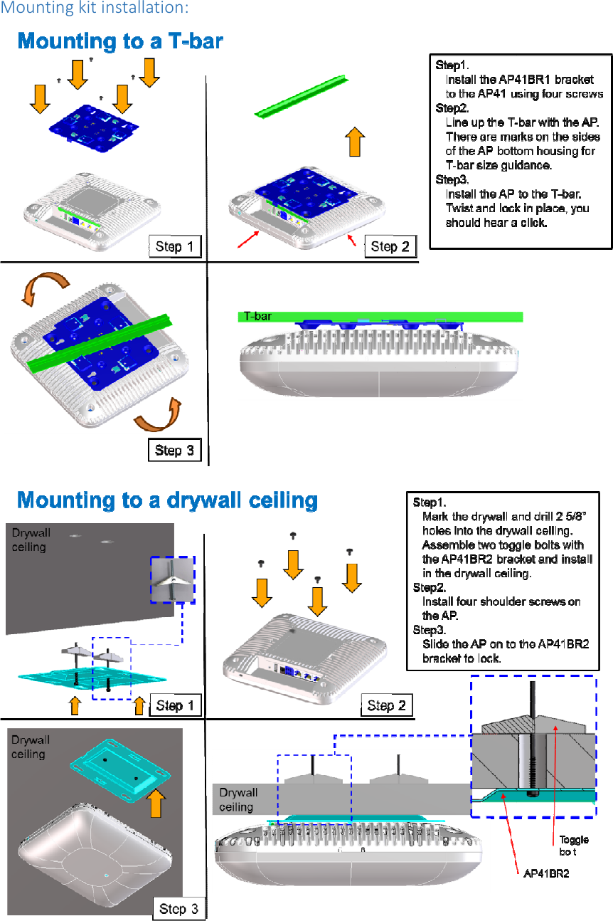 Mounting kit installation:   