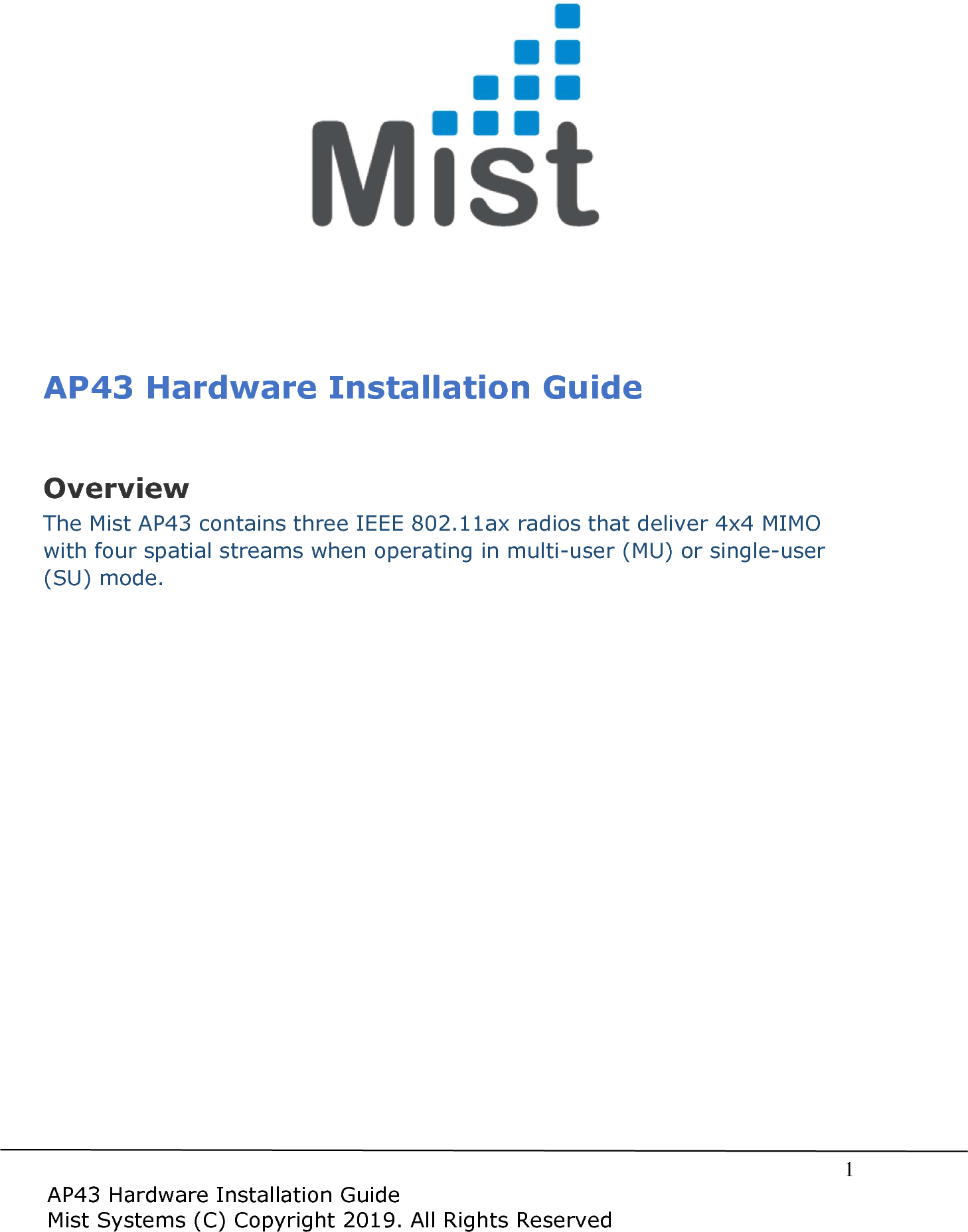 Juniper Networks AP43 Premium 802.11ax WiFi and BLE AP User Manual AP43