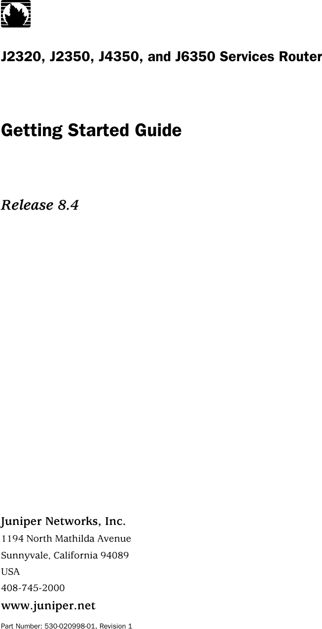 Juniper Networks J Series Services Router J2320 Users Manual