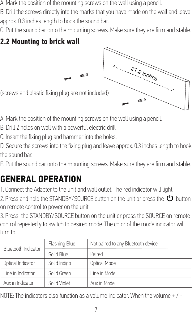 Page 8 of Junlan Electronic SBB70759 Bluetooth soundbar User Manual SBB 036P3                  