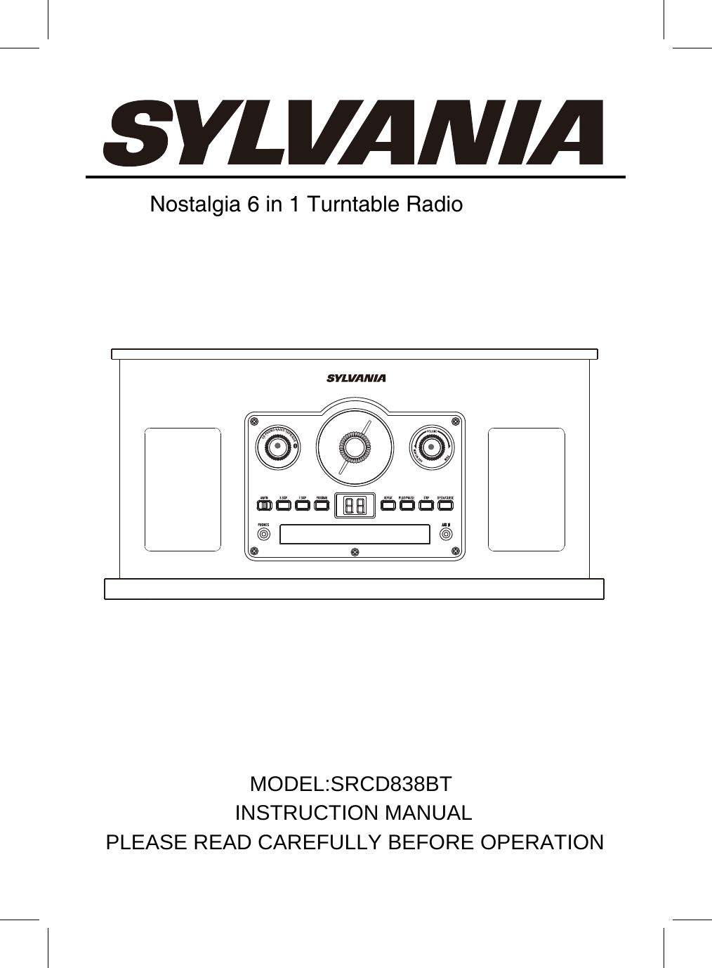 Page 1 of Junlan Electronic SRCD838BT Nostalgia 6 in 1 Turntable Radio User Manual                     1