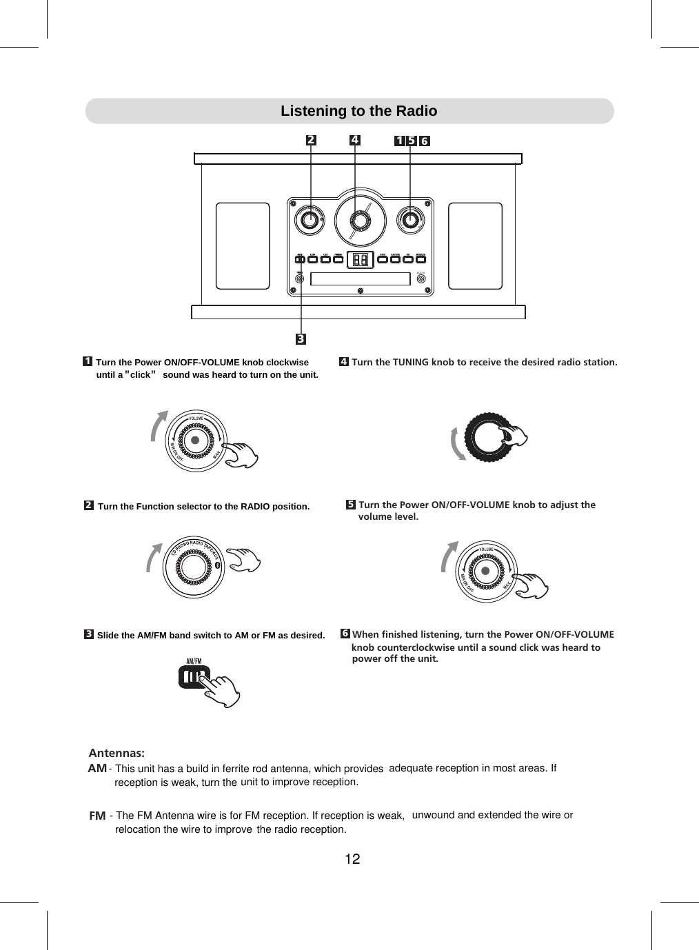 Page 13 of Junlan Electronic SRCD838BT Nostalgia 6 in 1 Turntable Radio User Manual                     1