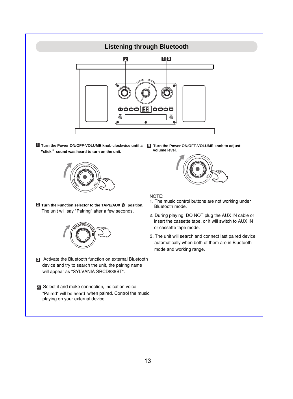 Page 14 of Junlan Electronic SRCD838BT Nostalgia 6 in 1 Turntable Radio User Manual                     1