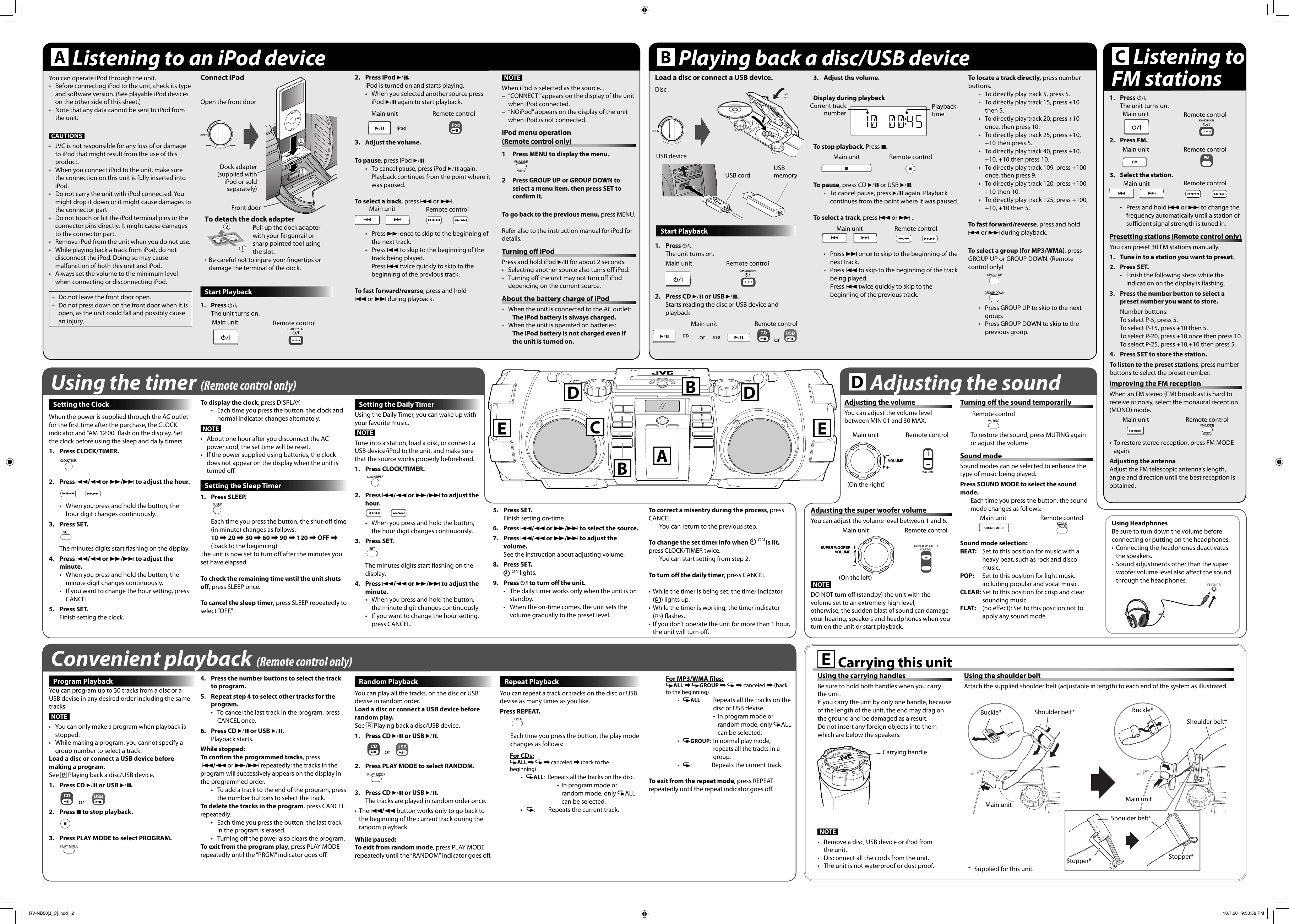 Page 2 of 2 - Jvc Jvc-Boomblaster-Rv-Nb50-Users-Manual- RV-NB50/RV-NB52B  Jvc-boomblaster-rv-nb50-users-manual