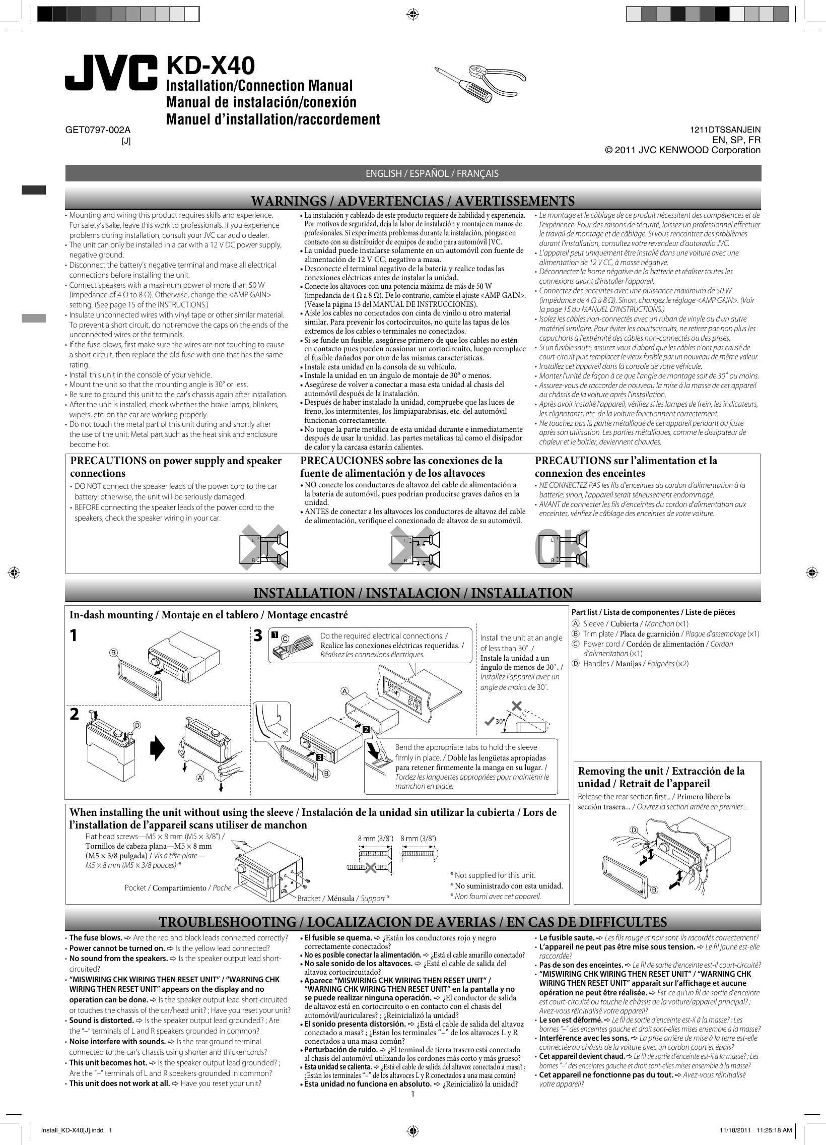 Page 1 of 2 - Jvc Jvc-Car-Stereo-System-Kd-X40-Users-Manual- KD-X40  Jvc-car-stereo-system-kd-x40-users-manual