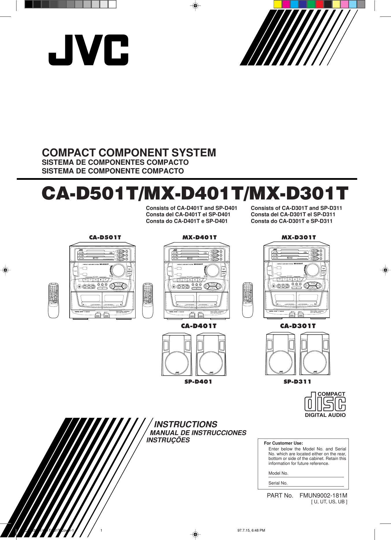 Jvc Compact Component System Ca D501T Users Manual