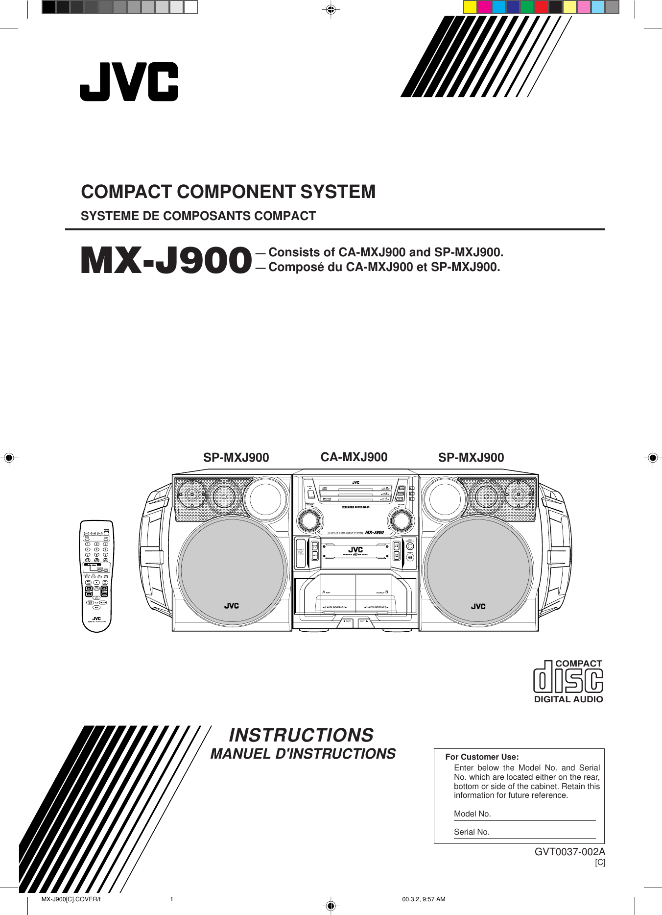 Jvc Compact Component System Ca Mxj900 Users Manual