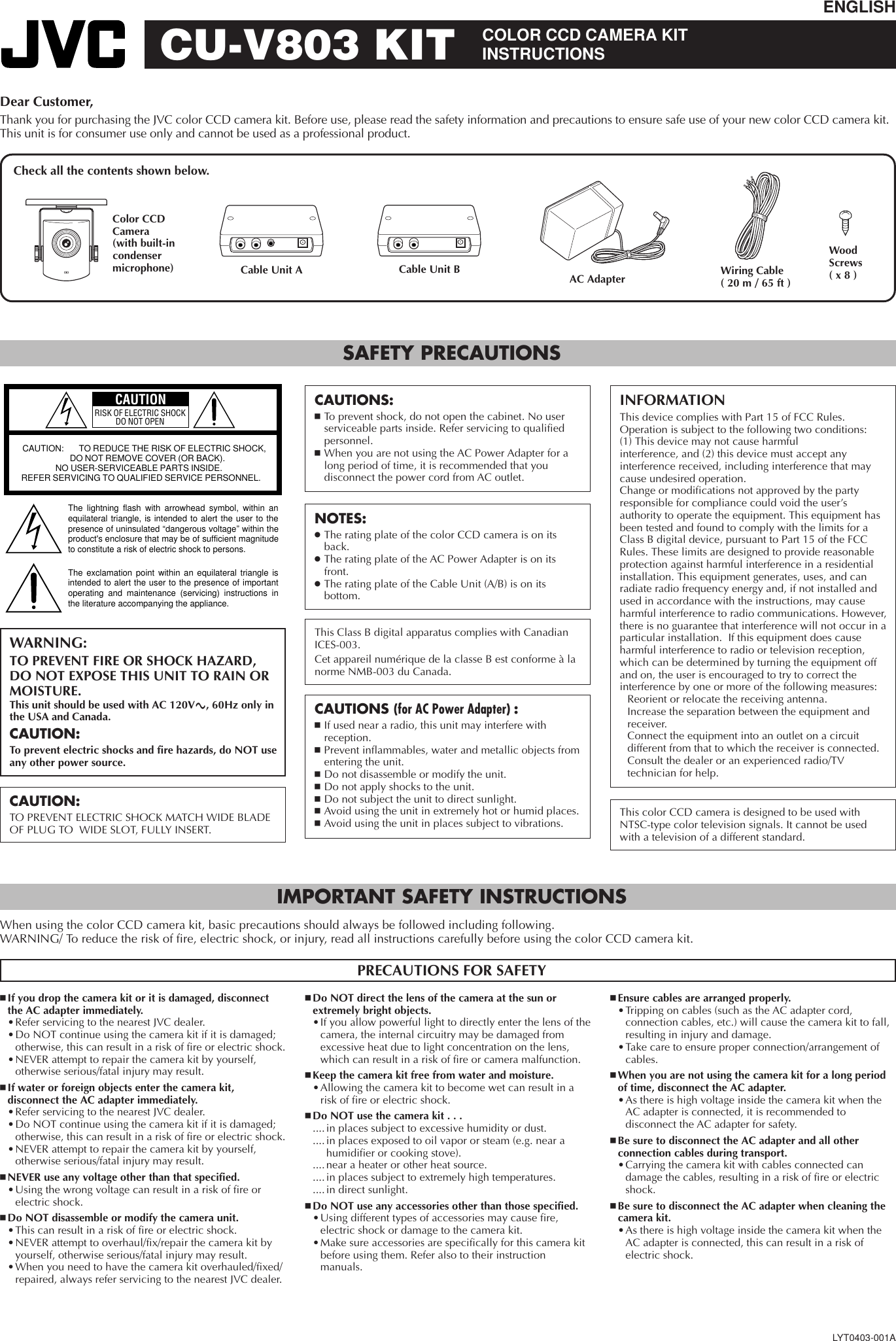 Page 1 of 8 - Jvc Jvc-Cu-V803-Users-Manual-