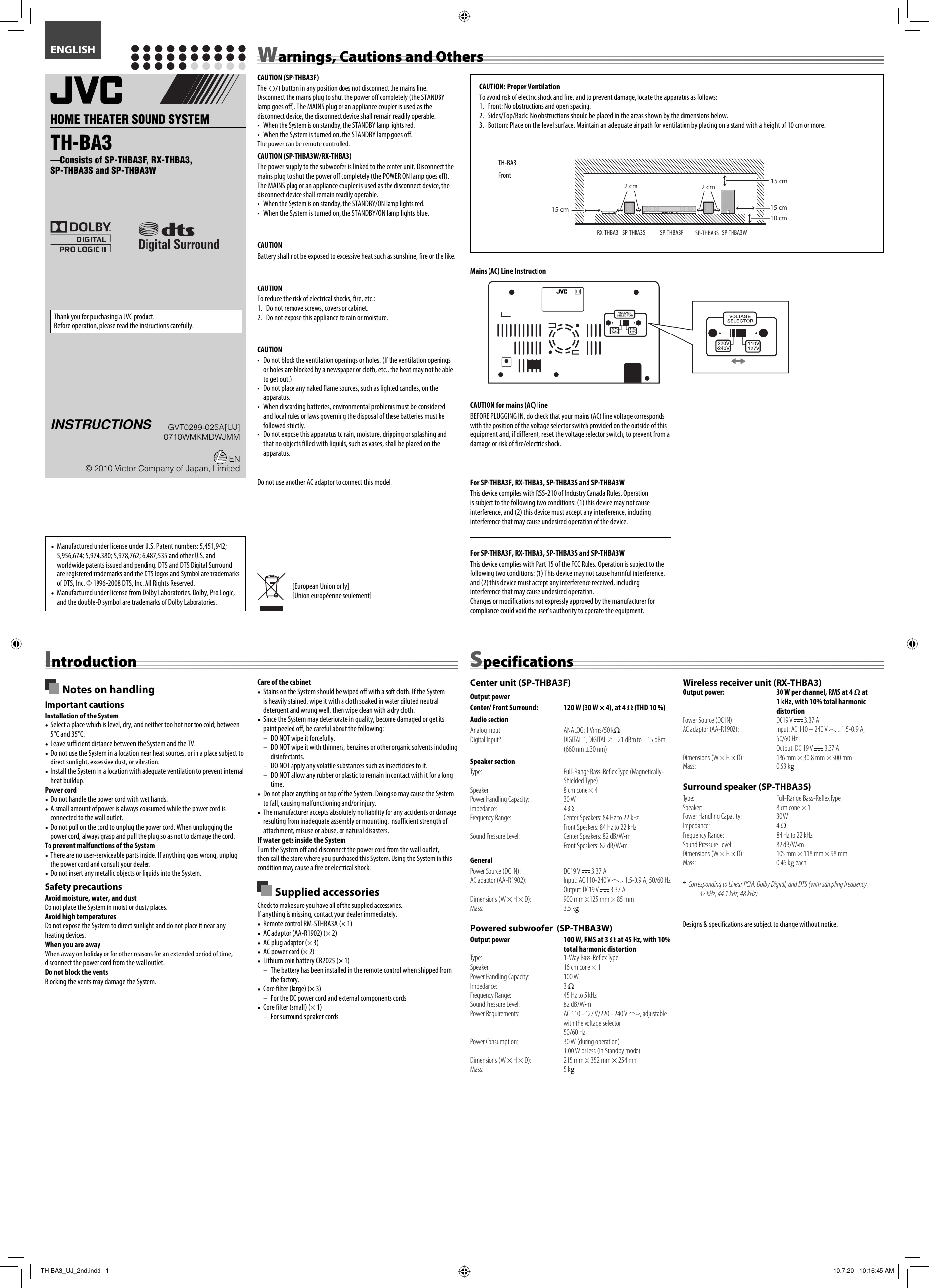 Page 1 of 2 - Jvc Jvc-Gvt0289-025A-Users-Manual- TH-BA3[UJ]  Jvc-gvt0289-025a-users-manual