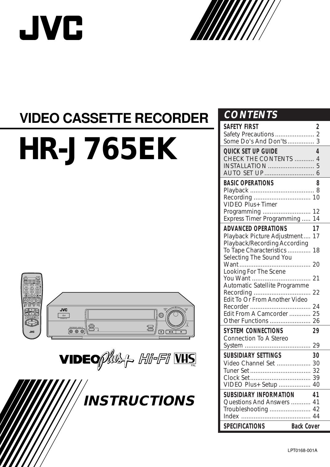 Jvc Hr J765Ek Users Manual