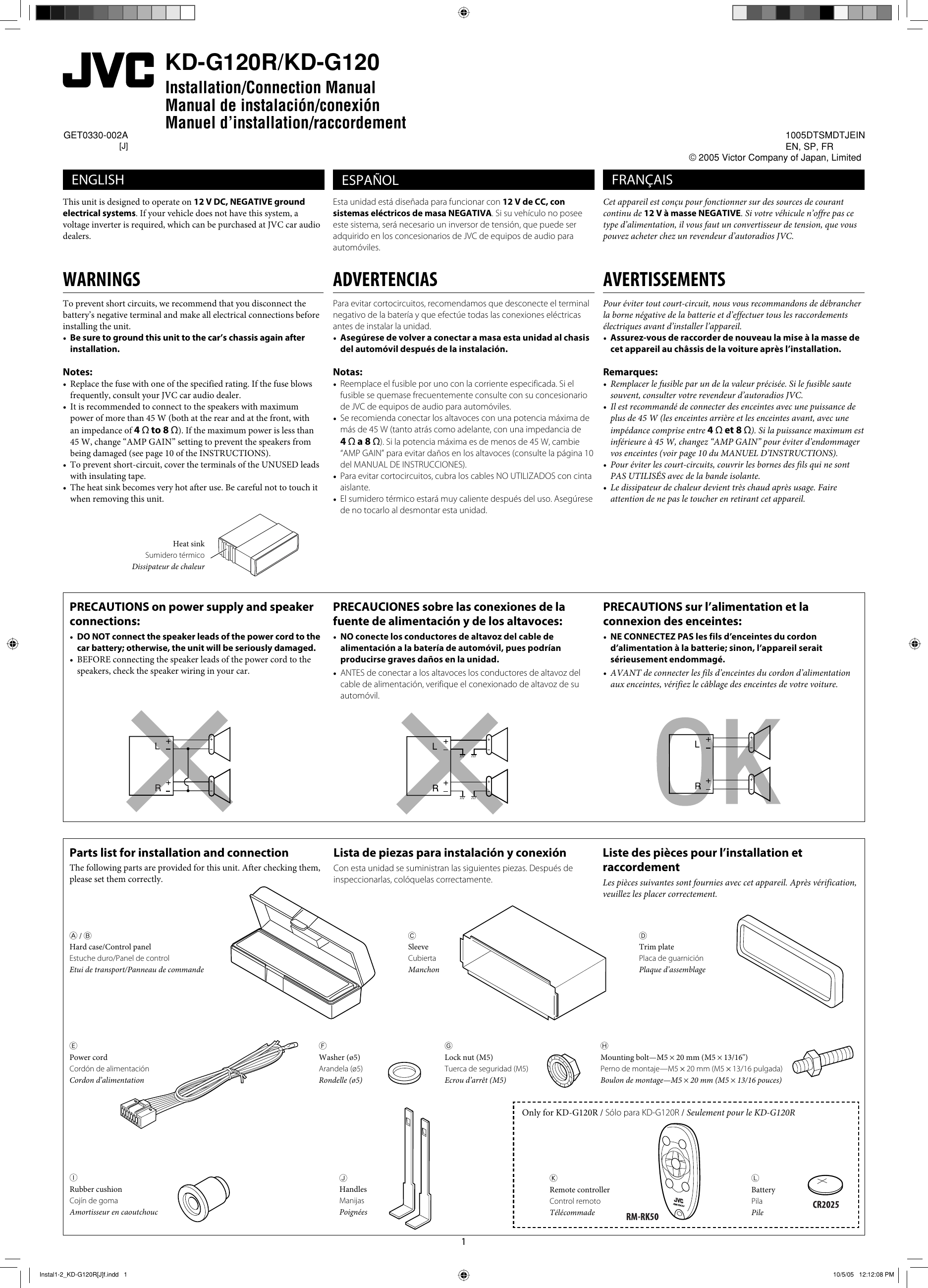 Page 1 of 4 - Jvc Jvc-Kd-G120-Installation-Manual- Instal1-2_KD-G120R[J]f  Jvc-kd-g120-installation-manual