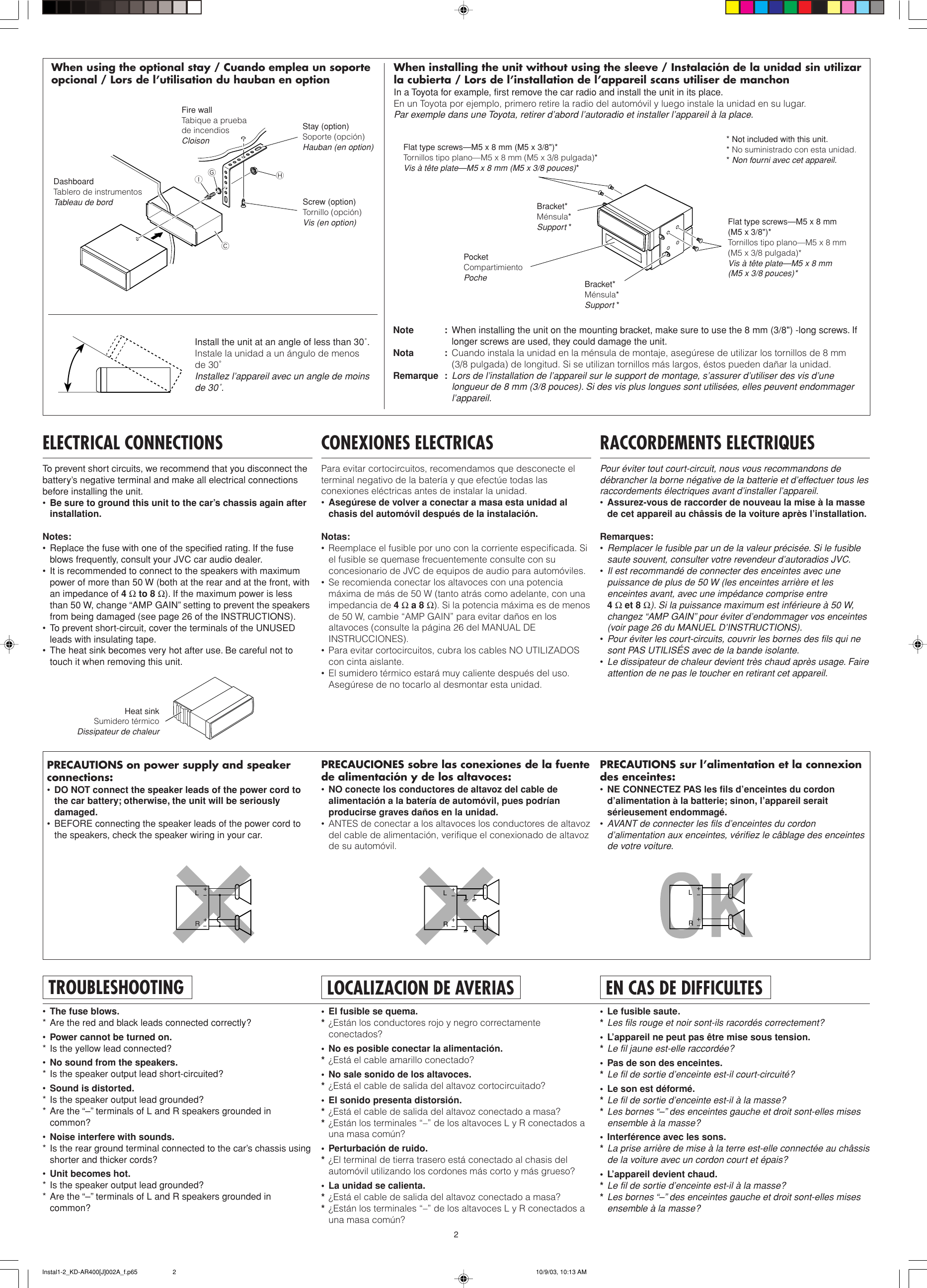 Page 2 of 4 - Jvc Jvc-Kd-G400-Installation-Manual- KD-AR400_KD-G400  Jvc-kd-g400-installation-manual