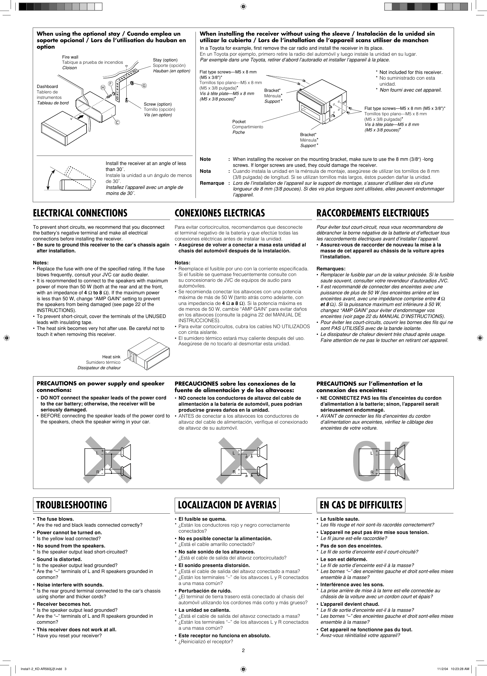 Jvc Kd G510 Installation Manual Instal1 2 Kd Ar560 J F