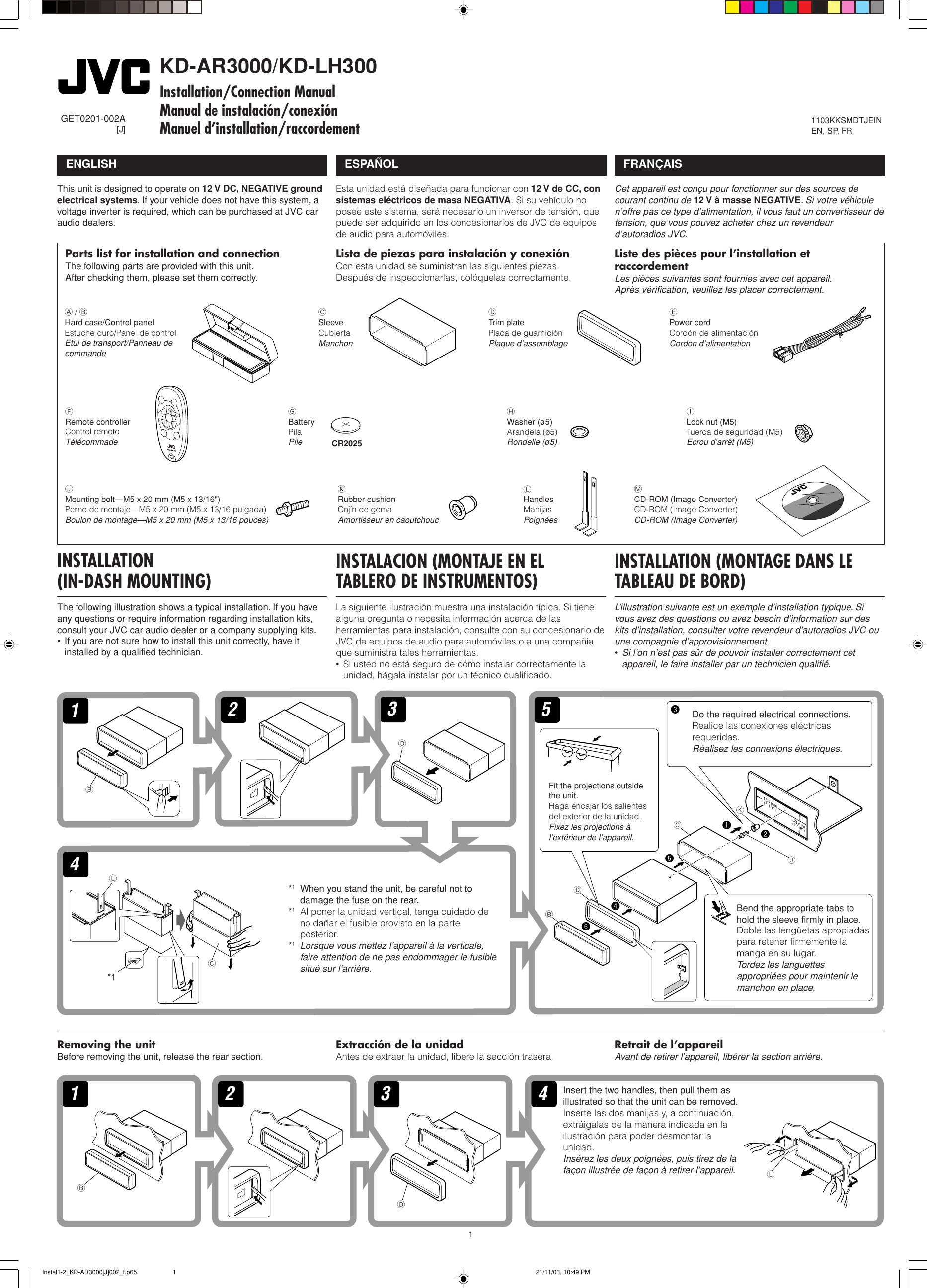 Page 1 of 4 - Jvc Jvc-Kd-Lh300-Installation-Manual- KD-AR3000_LH300  Jvc-kd-lh300-installation-manual