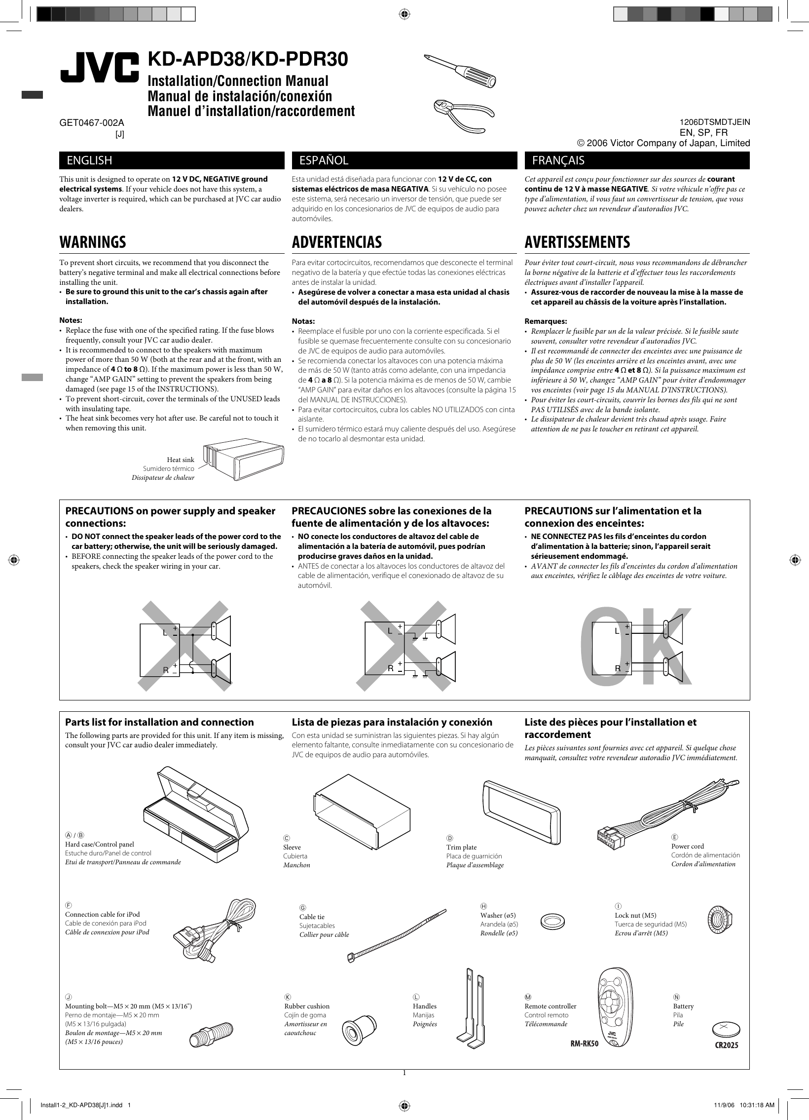Page 1 of 4 - Jvc Jvc-Kd-Pdr30-Installation-Manual- Install1-2_KD-APD38[J]1  Jvc-kd-pdr30-installation-manual