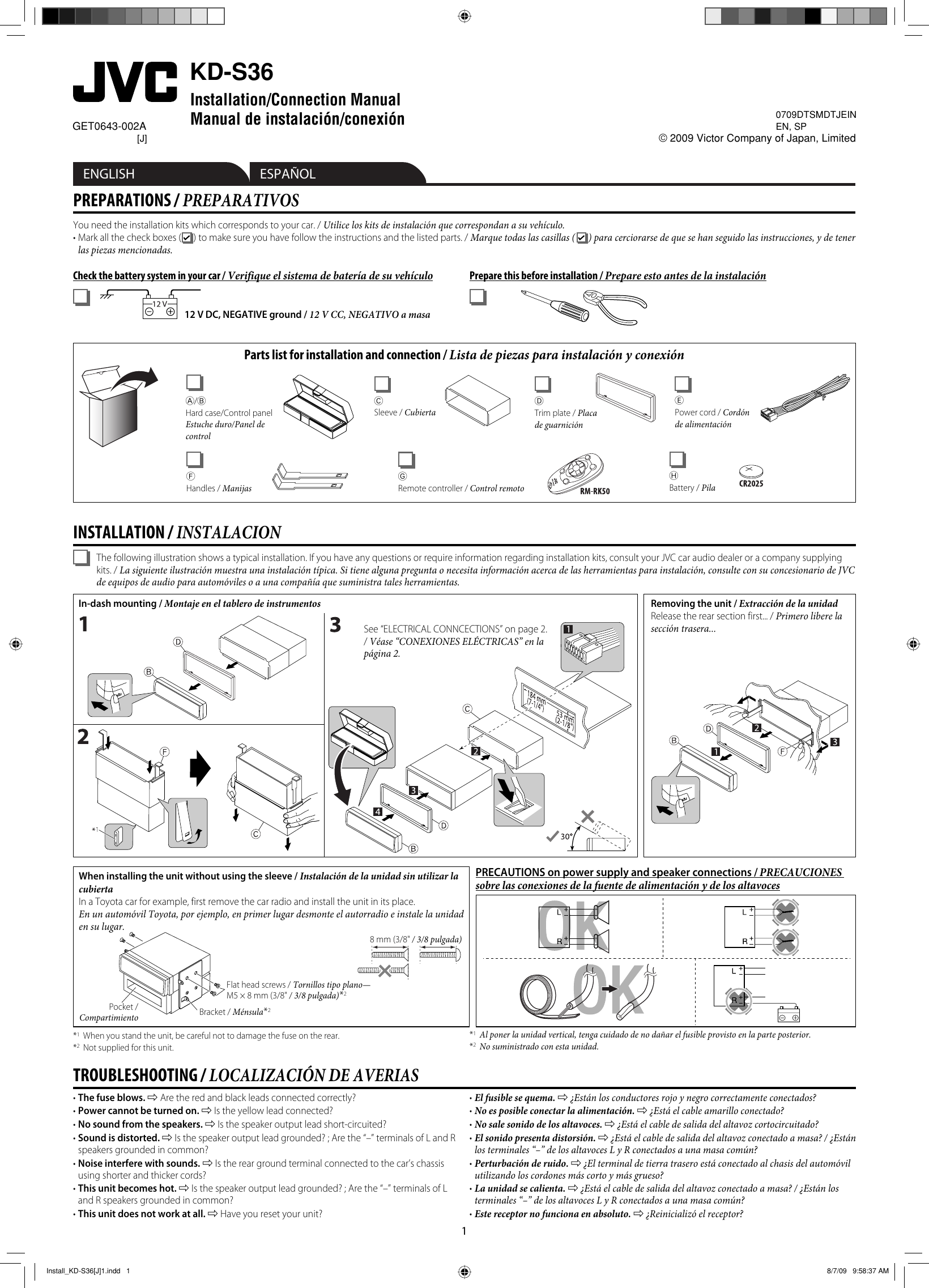Page 1 of 2 - Jvc Jvc-Kd-S36-Users-Manual- Install_KD-S36[J]1  Jvc-kd-s36-users-manual