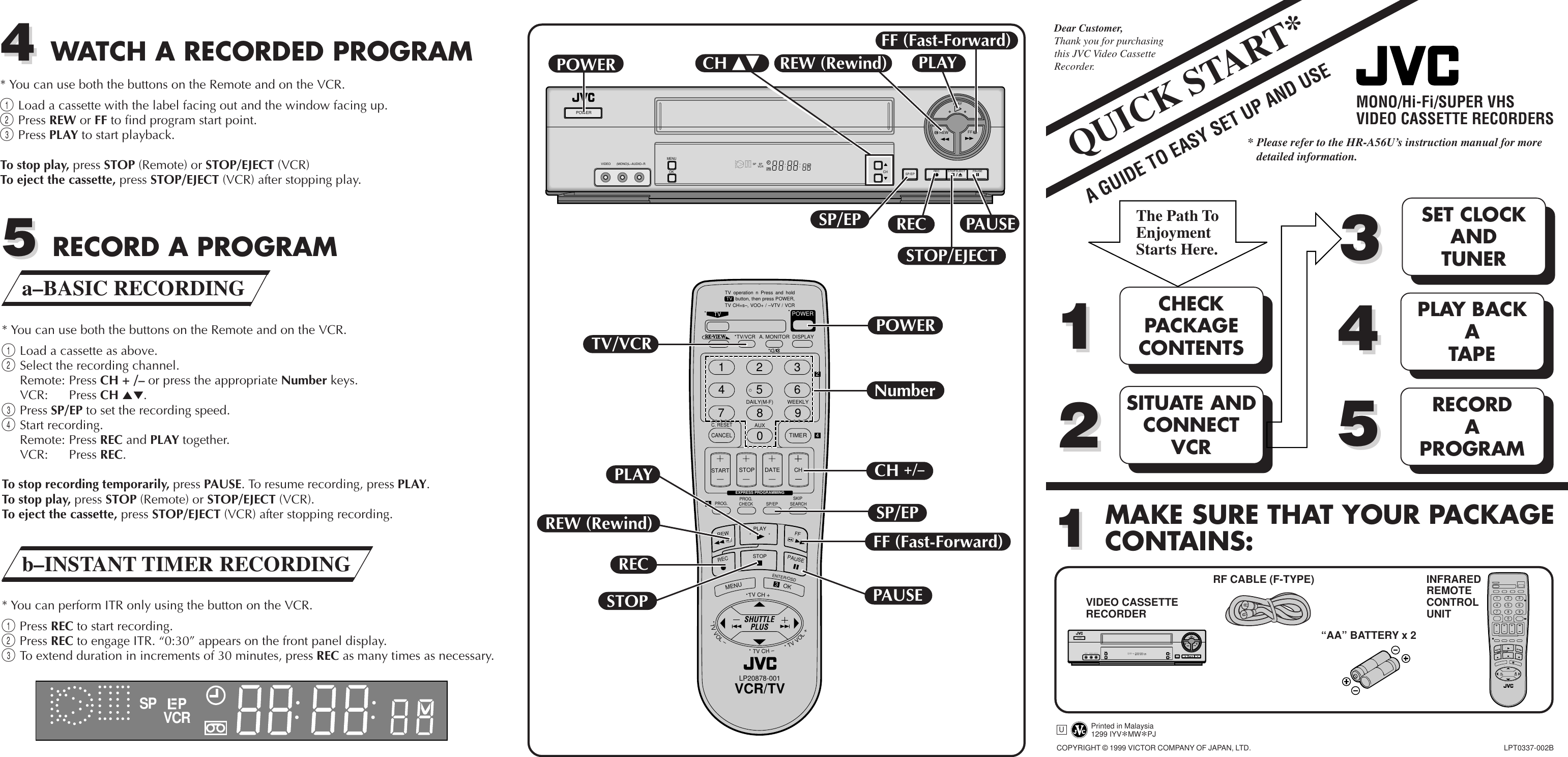 Page 1 of 2 - Jvc Jvc-Lp20878-001-Users-Manual- HR-A56U QuickRef.  Jvc-lp20878-001-users-manual