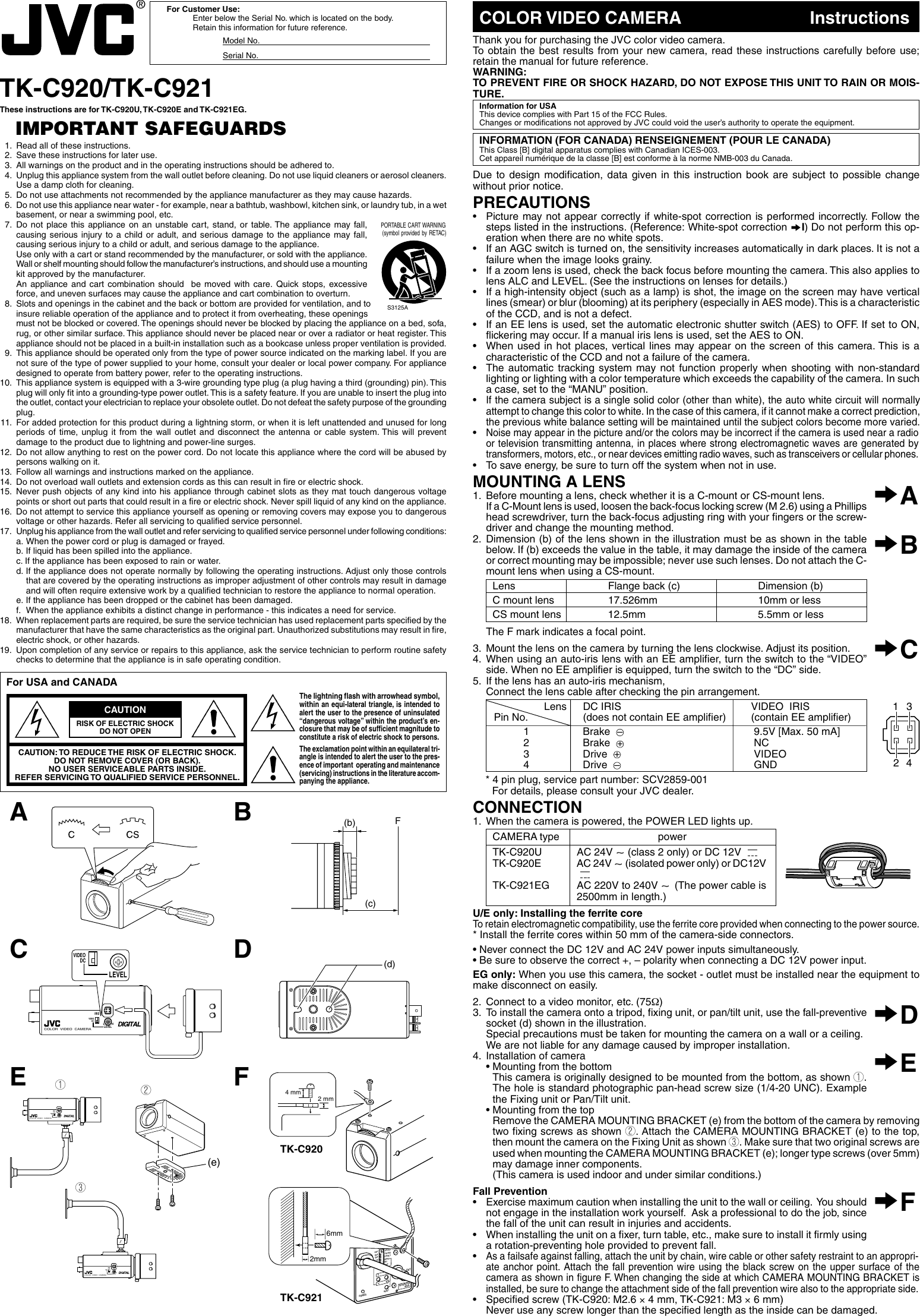 Page 1 of 2 - Jvc Jvc-Tk-C920-Users-Manual- TK-C920E/TK-C920U/TK-C921EG  Jvc-tk-c920-users-manual