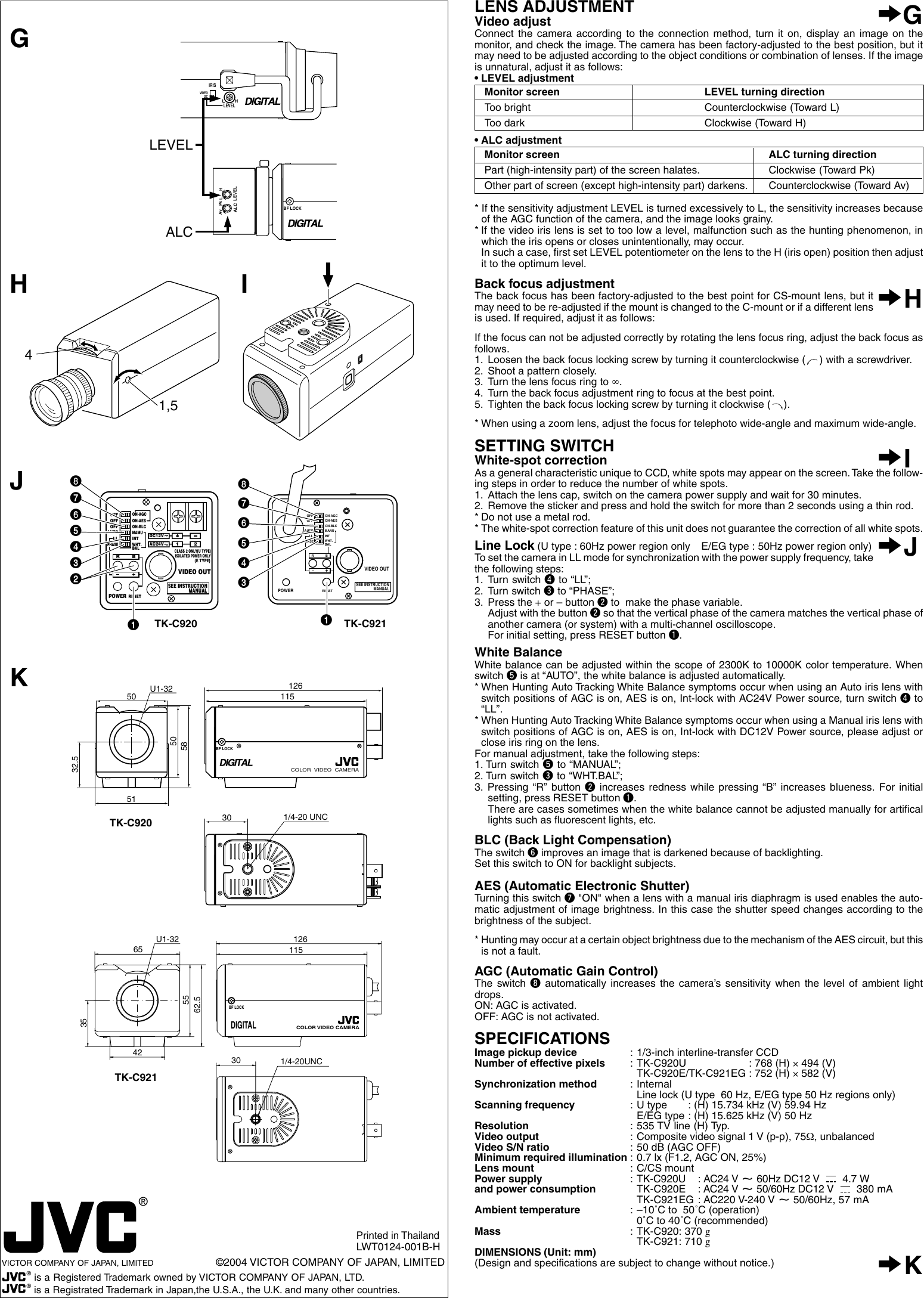 Page 2 of 2 - Jvc Jvc-Tk-C920-Users-Manual- TK-C920E/TK-C920U/TK-C921EG  Jvc-tk-c920-users-manual