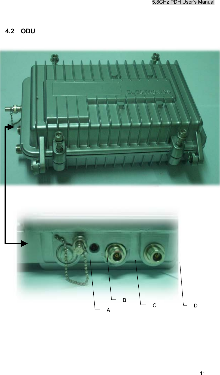 5.8GHz PDH User&rsquo;s Manual  11 4.2  ODU        C A B D 