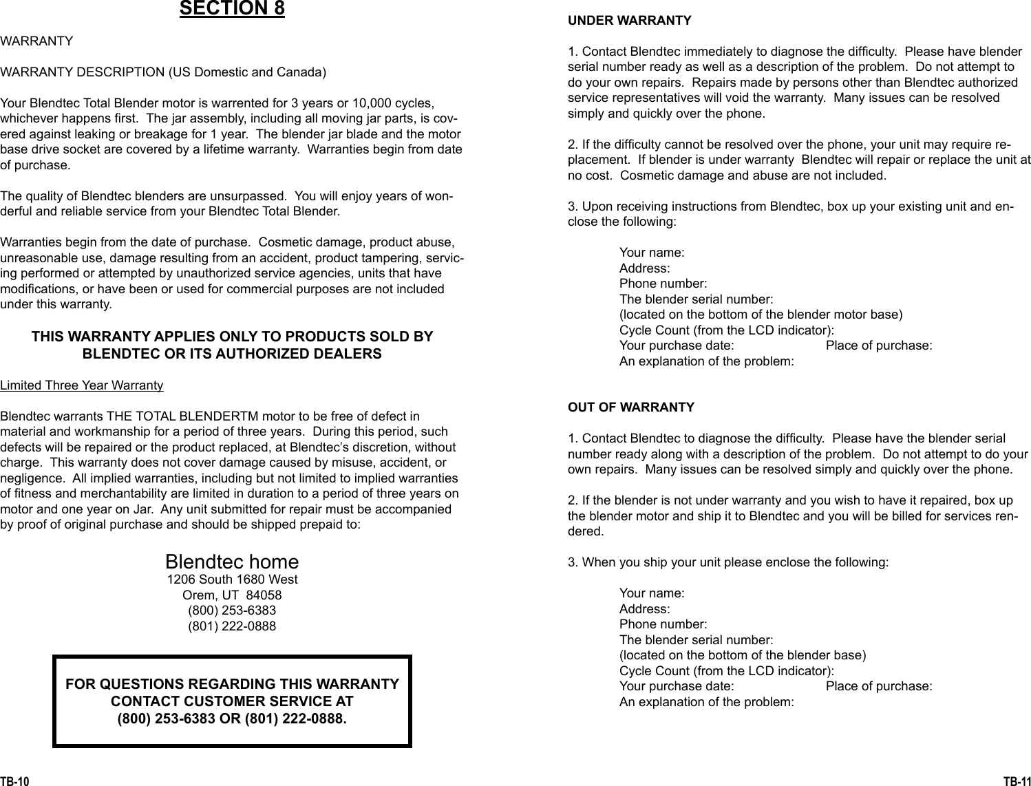 Page 8 of 9 - K-Tec K-Tec-Total-Blender-Users-Manual- Total Blender Manual  K-tec-total-blender-users-manual