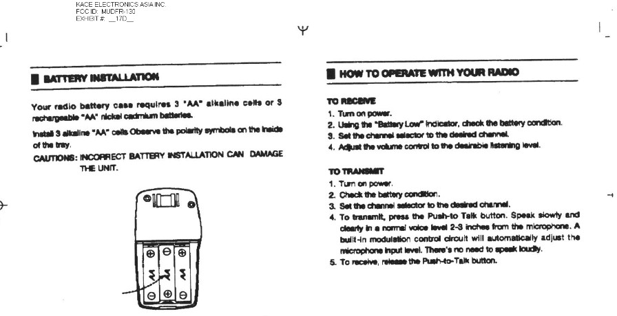 Family Radio Transceiver User Manual