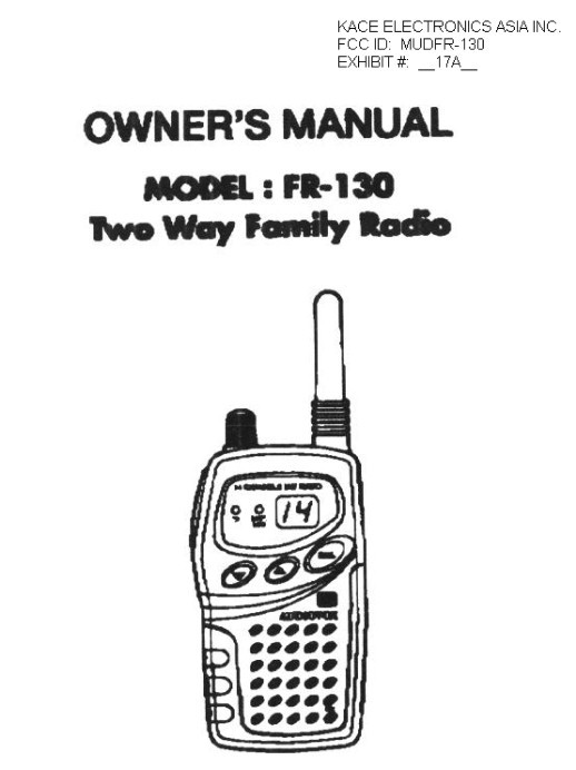 Family Radio Transceiver User Manual