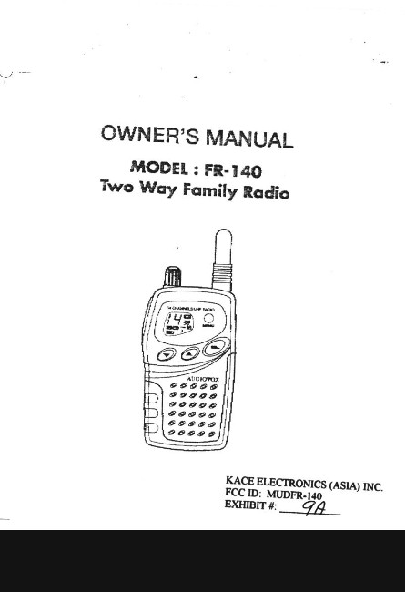 Family Radio Transceiver User Manual