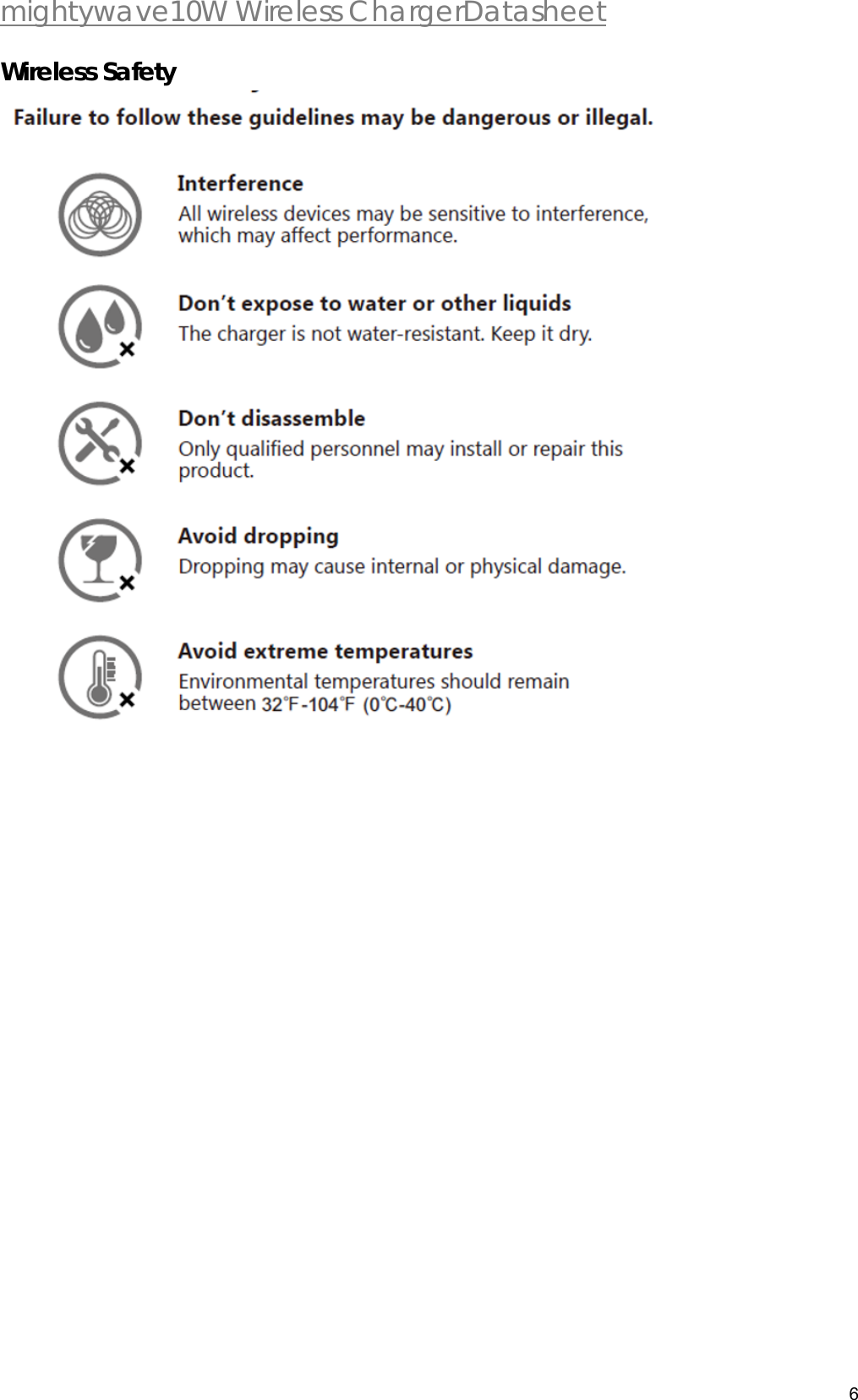  mightywave10W Wireless ChargerDatasheet 6   Wireless Safety    
