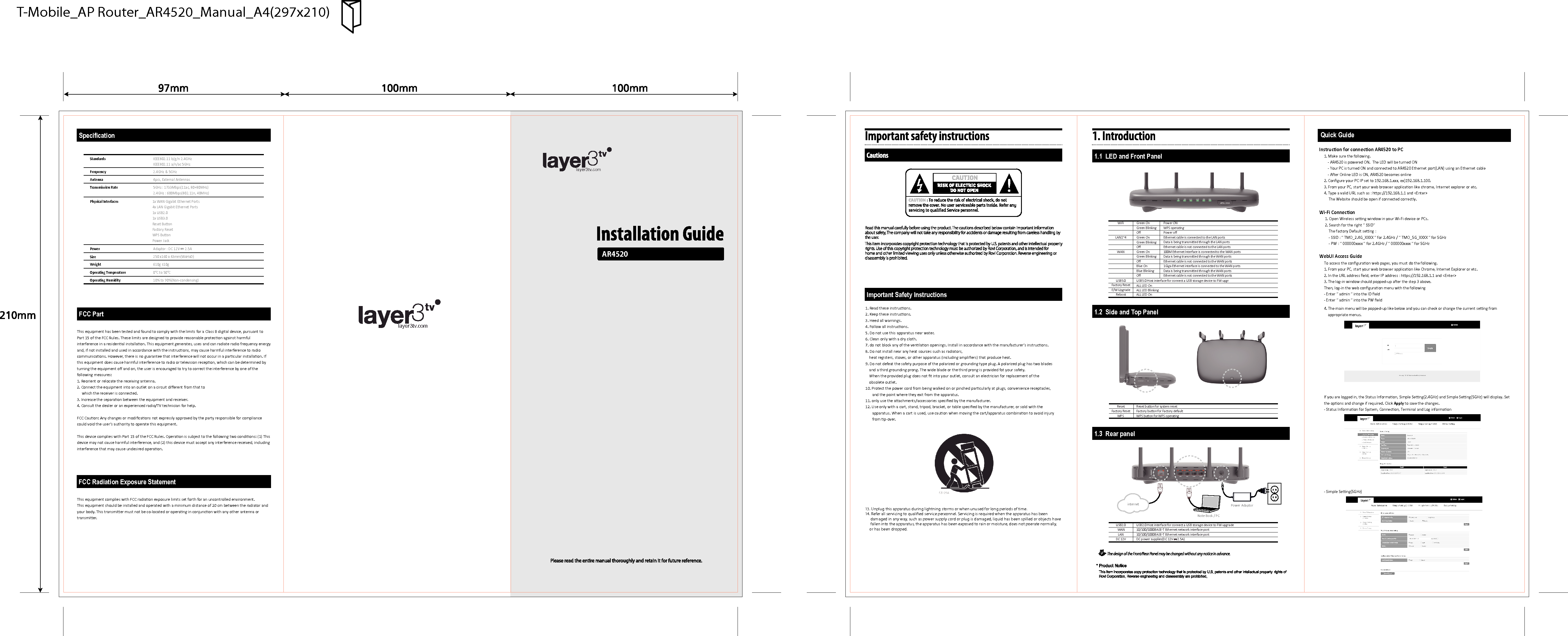 KAONMEDIA AR4520 AP Router User Manual 3305 00920 T mobile AP Router ...