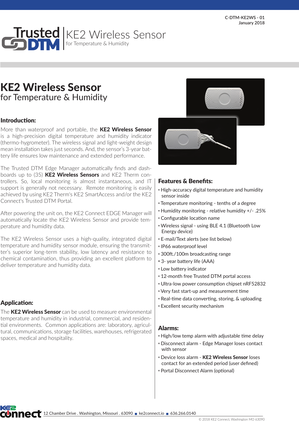 Page 1 of KE2 Connect 21632 KE2 Wireless Sensor User Manual 