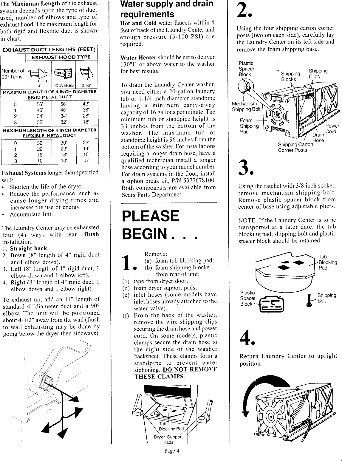 Page 4 of 9 - KENMORE  Laundry Centers Manual 98010139
