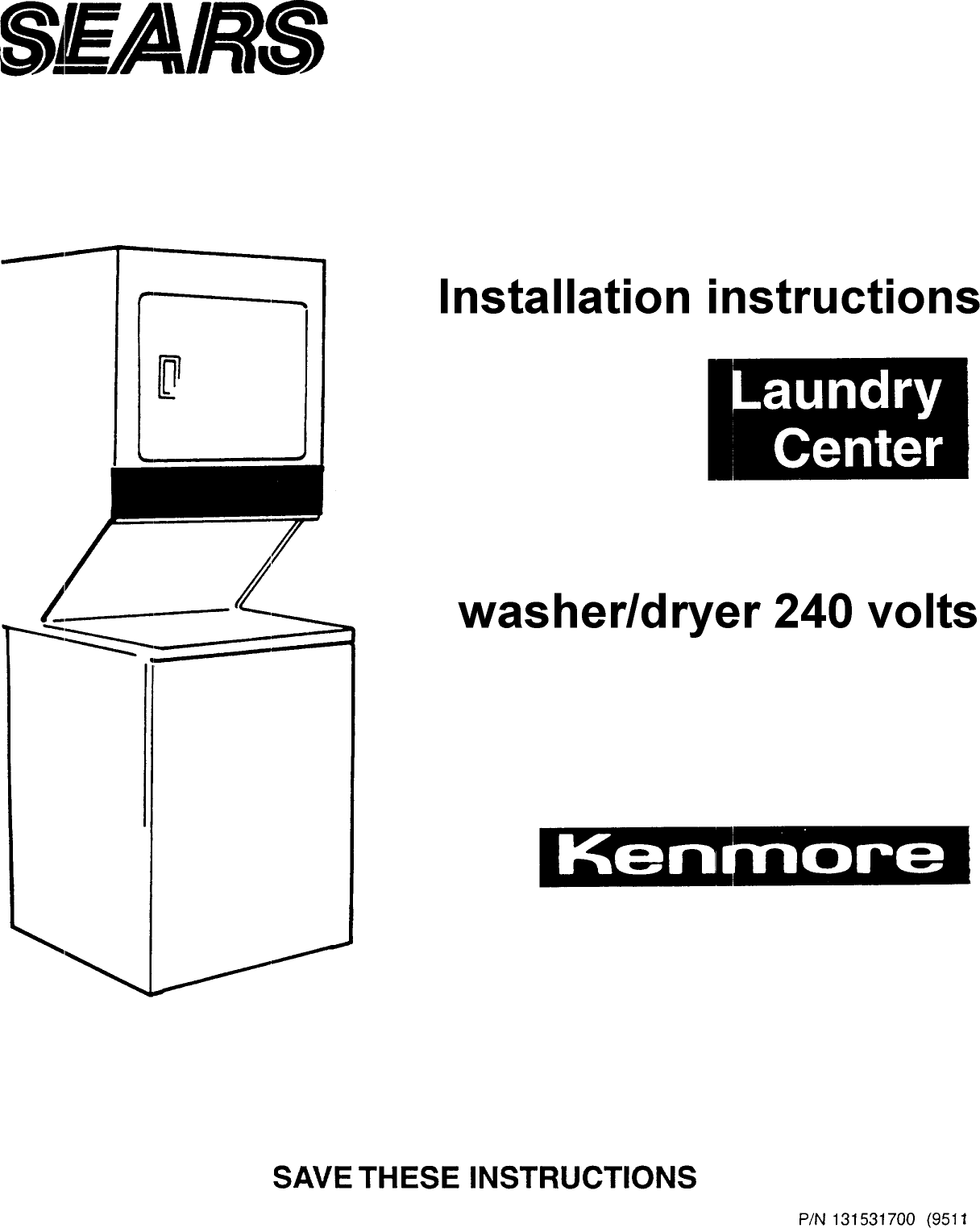 Page 1 of 9 - KENMORE  Laundry Centers Manual 98010140
