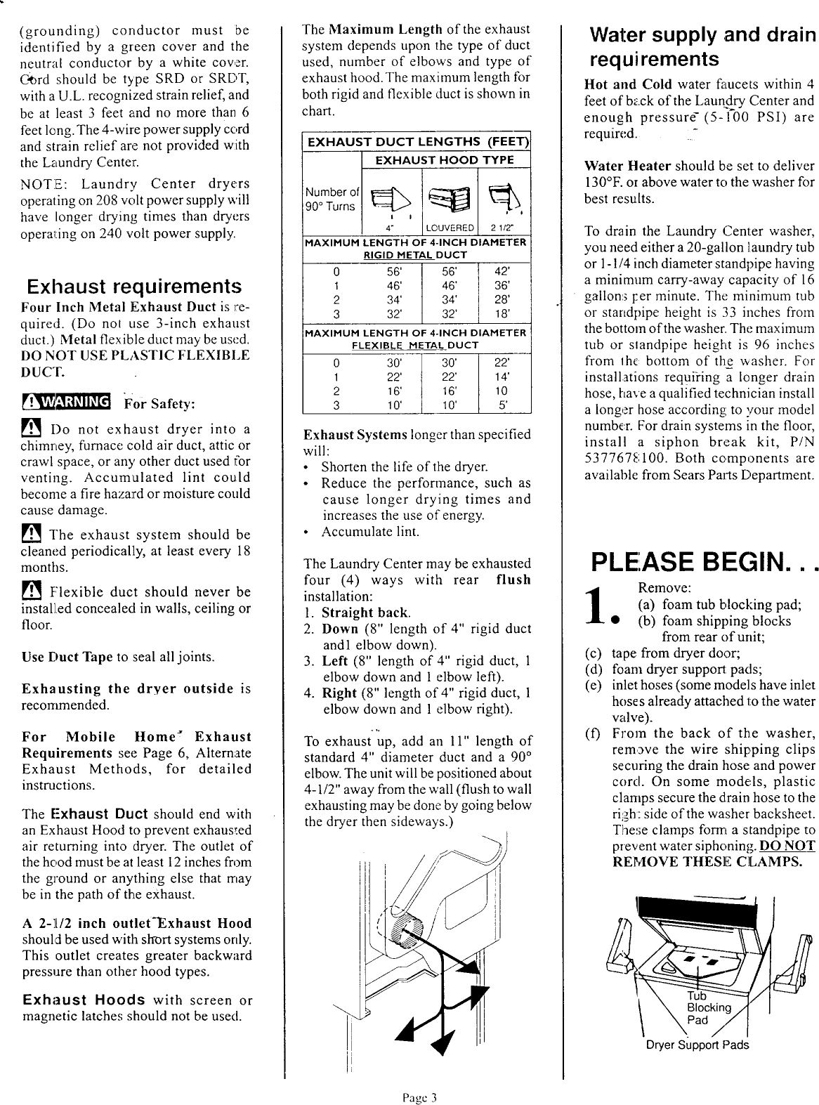 Page 3 of 9 - KENMORE  Laundry Centers Manual 98010140