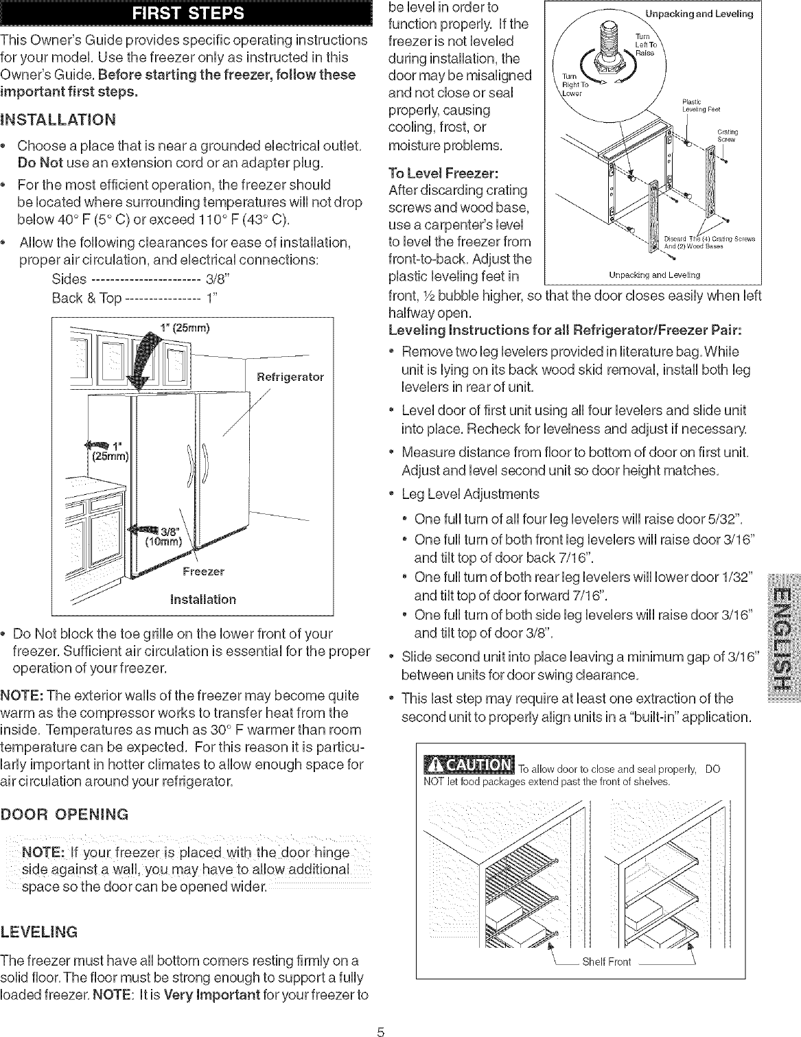 Page 5 of 12 - KENMORE  ELITE Upright Freezer Manual L0504504