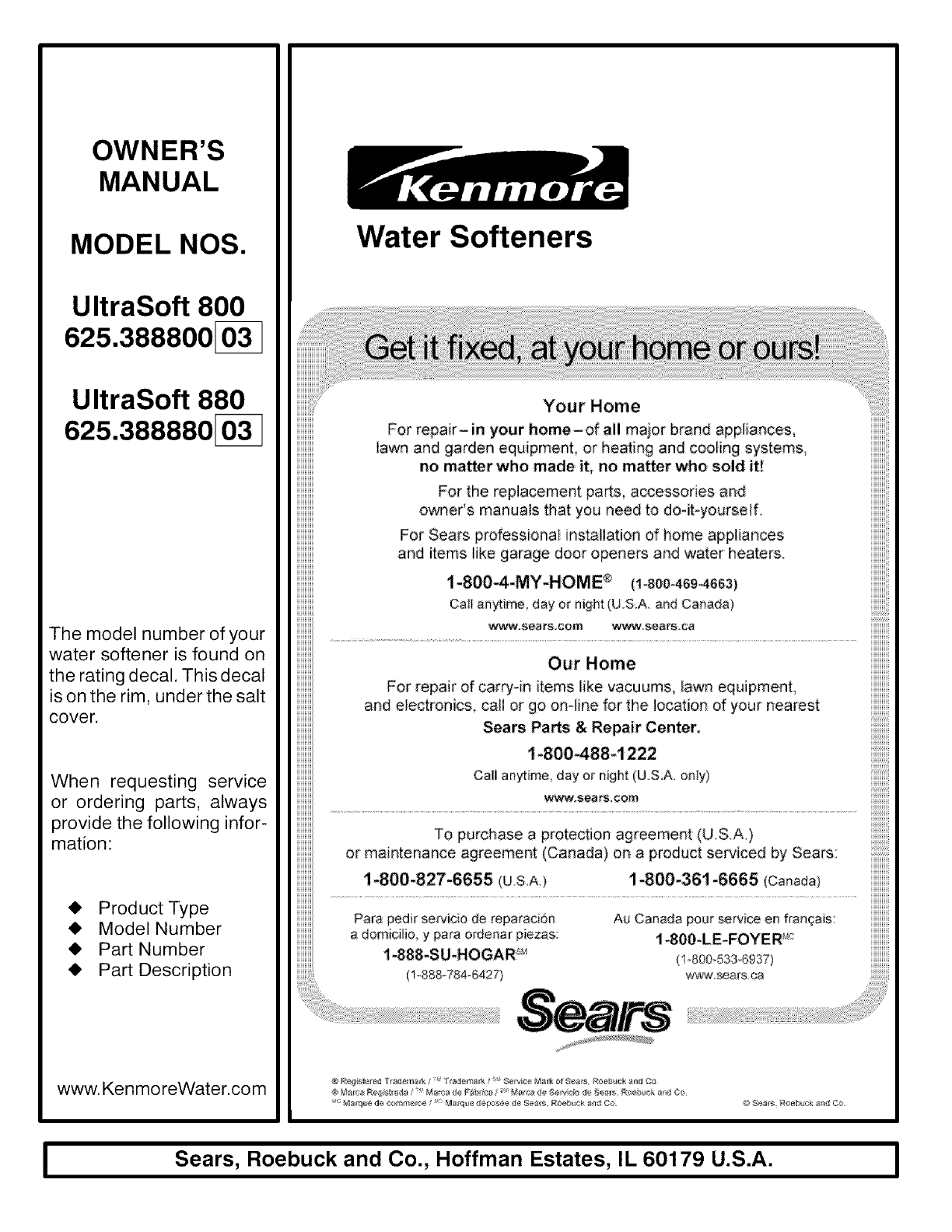 KENMORE Water Softener Manual L0522348