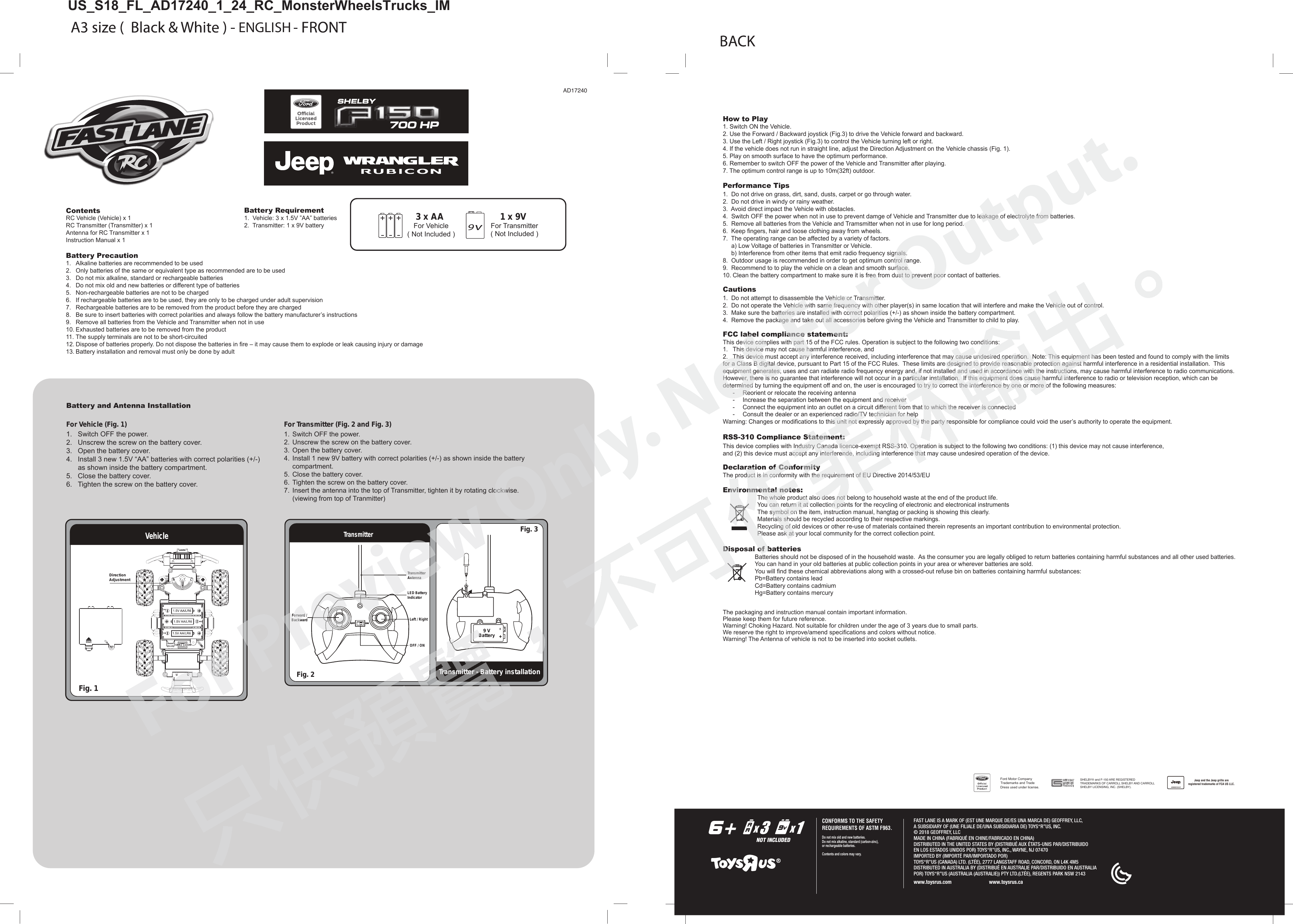 Page 1 of KIDZTECH TOYS AD17240-49MTX FL 1/24 RC Monster Wheels Trucks User Manual 