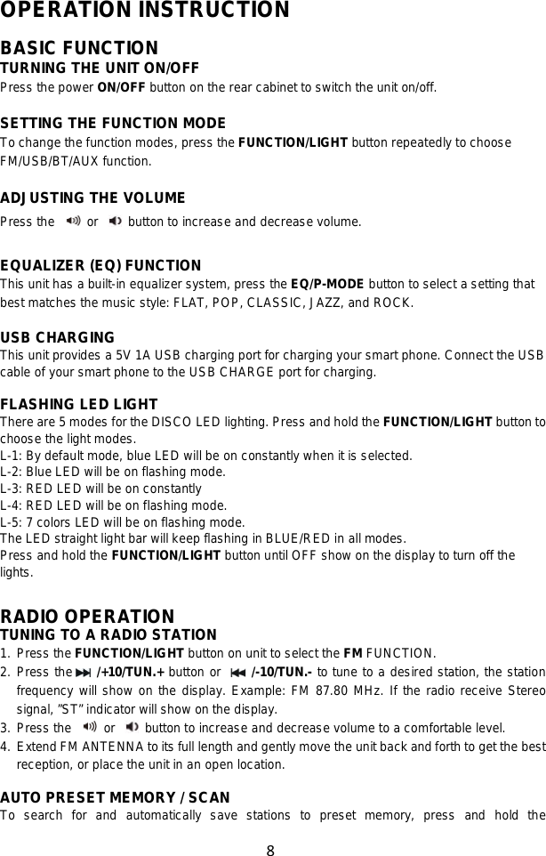 Page 9 of KING PROFIT 668 PORTABLE BLUETOOTH SPEAKER User Manual STEREO RADIO