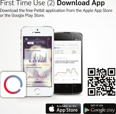 First Time Use (2) Download AppDownload the free Petbit application from the Apple App Store or the Google Play Store.