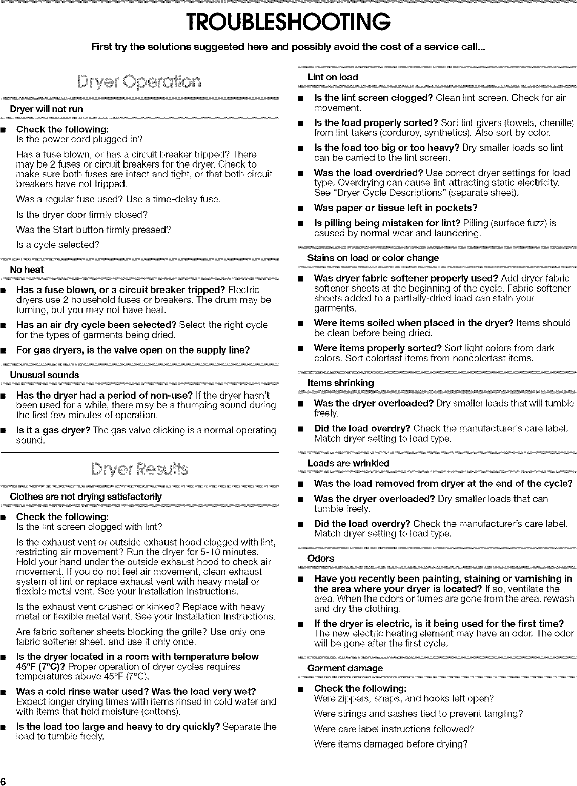 Page 6 of 8 - KIRKLAND  Residential Dryer Manual L0412423