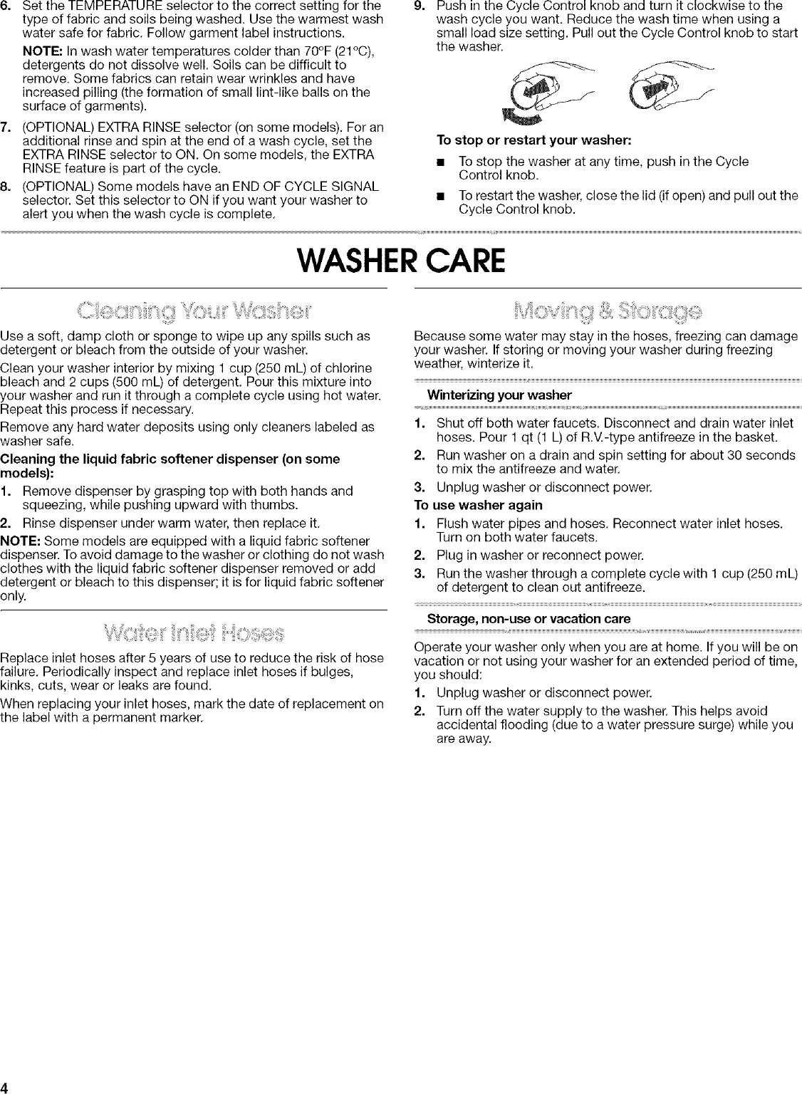 Page 4 of 8 - KIRKLAND  Residential Washers Manual L0412424
