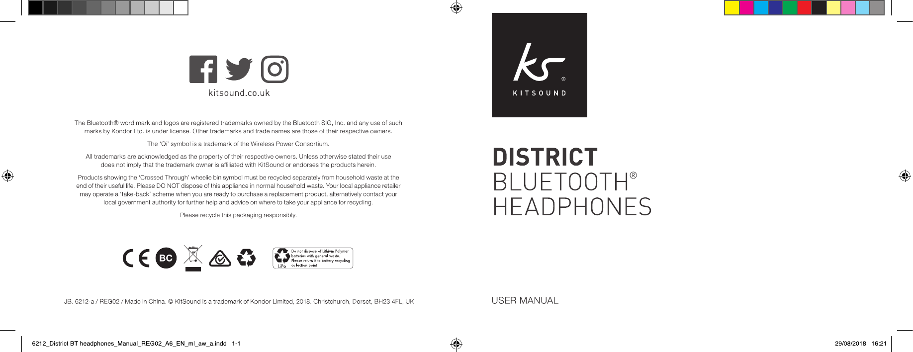 Page 1 of KONDOR KSDISBK Kitsound District Qi Charge Headphone User Manual 